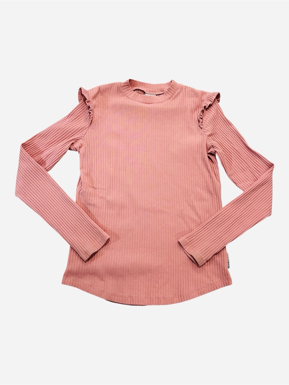 Polarn O. Pyret 10-12 Ribbed Long Sleeve Top Ruffle